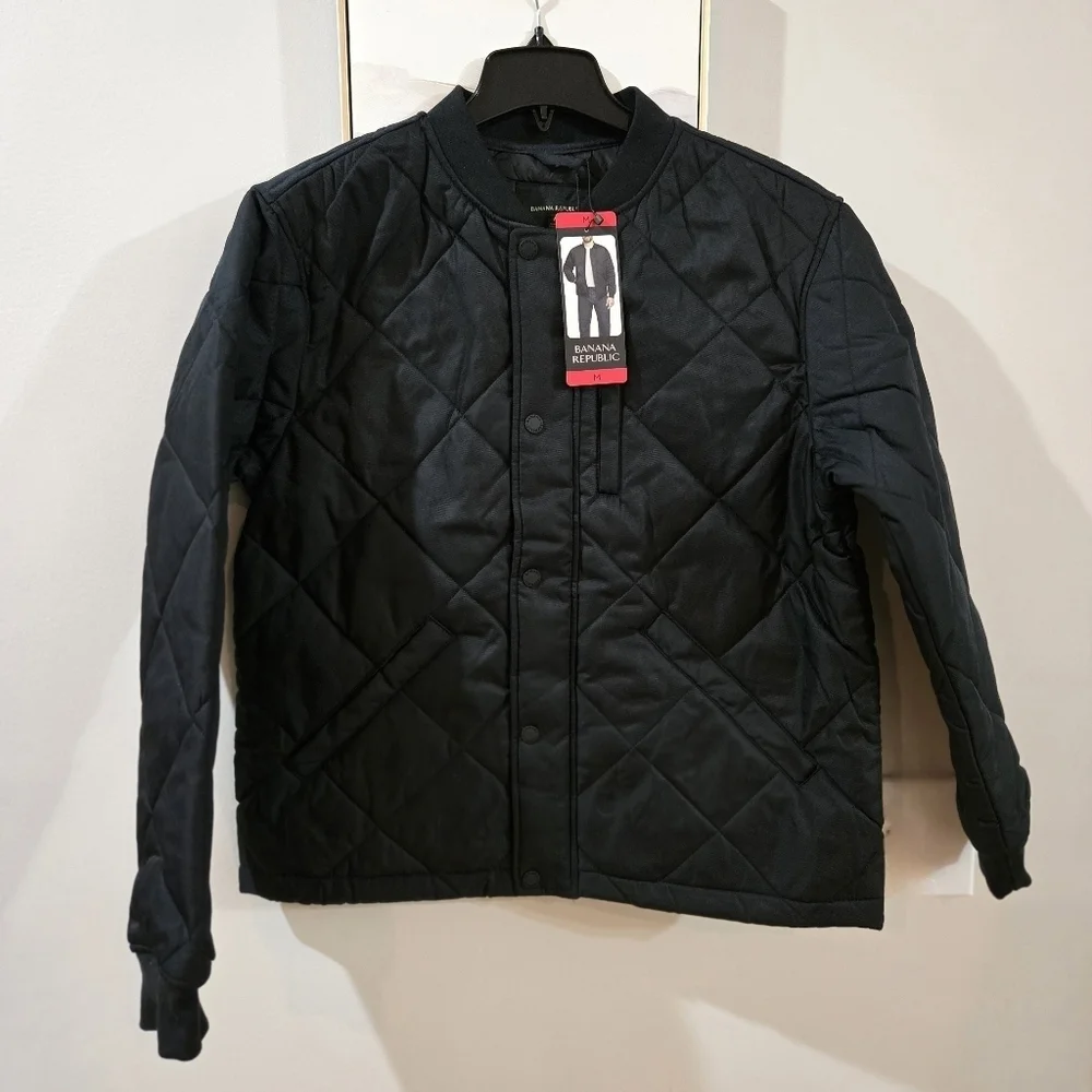 NWT Banana Republic Men’s Quilted Bomber Jacket, Black